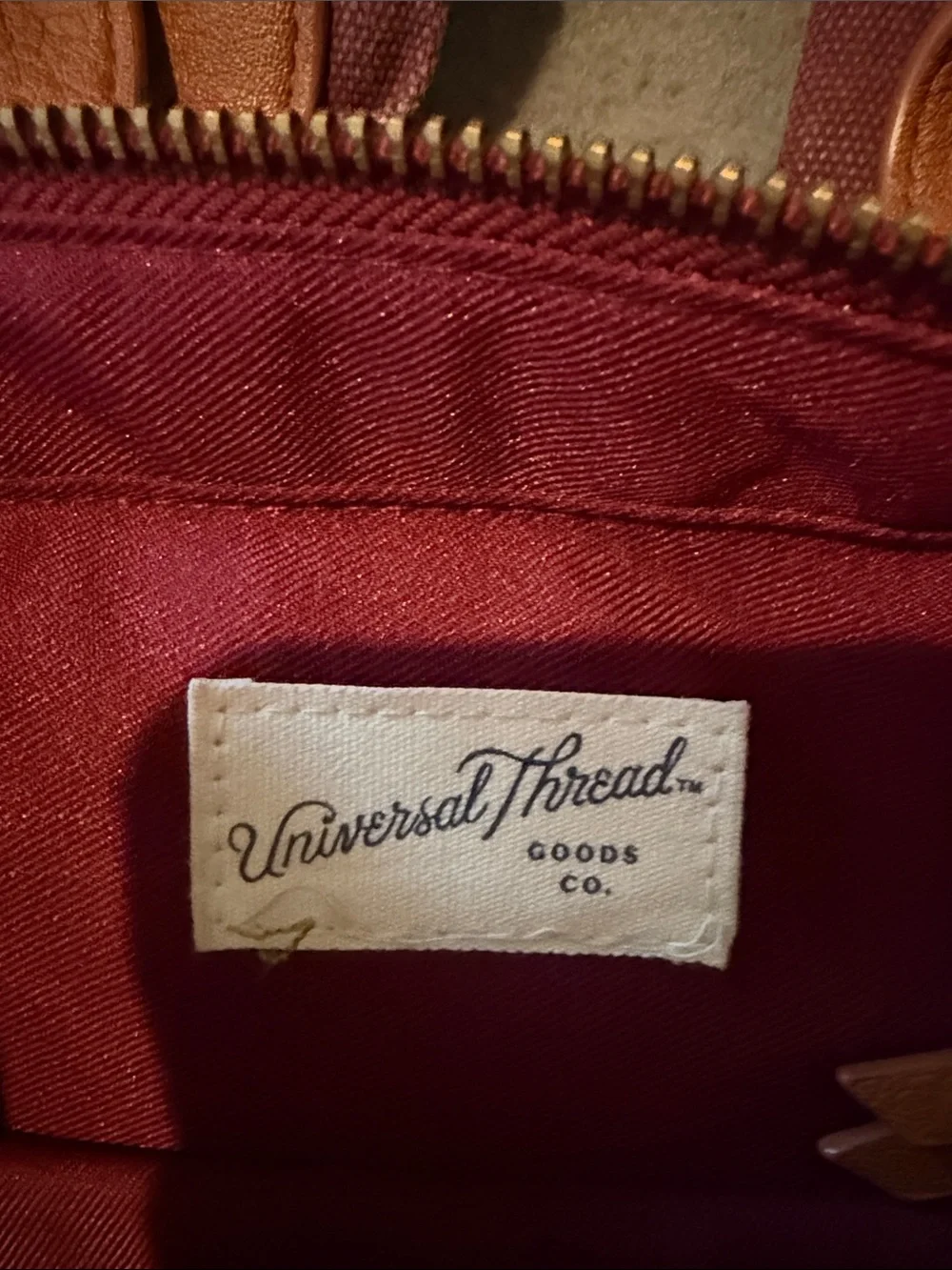 Universal Thread Plum Canvas Backpack with Tan Leather Trim